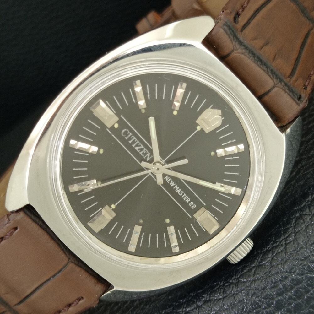 Vintage 1986 Citizen Manual Wound Mens Silver Watch & Silver Accents